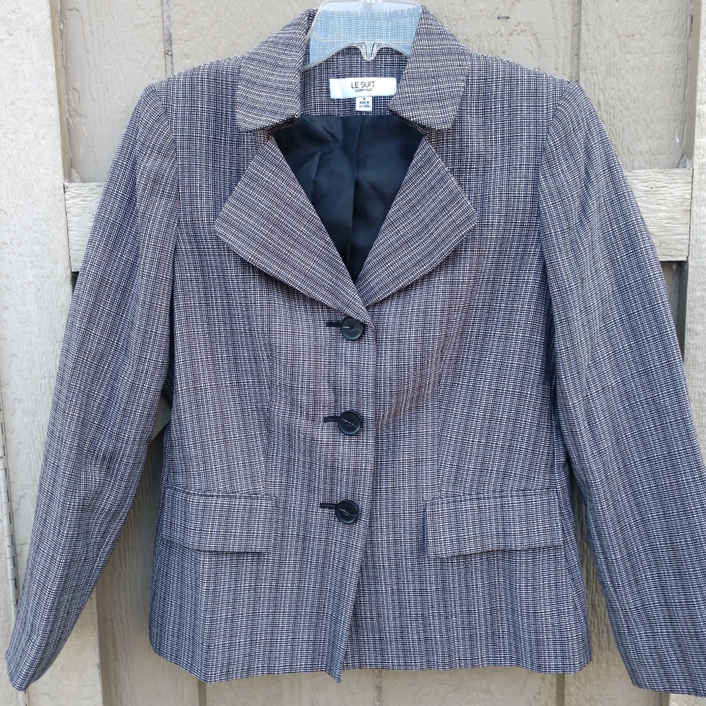 LeSuit Essentials black gray white stripe jacket